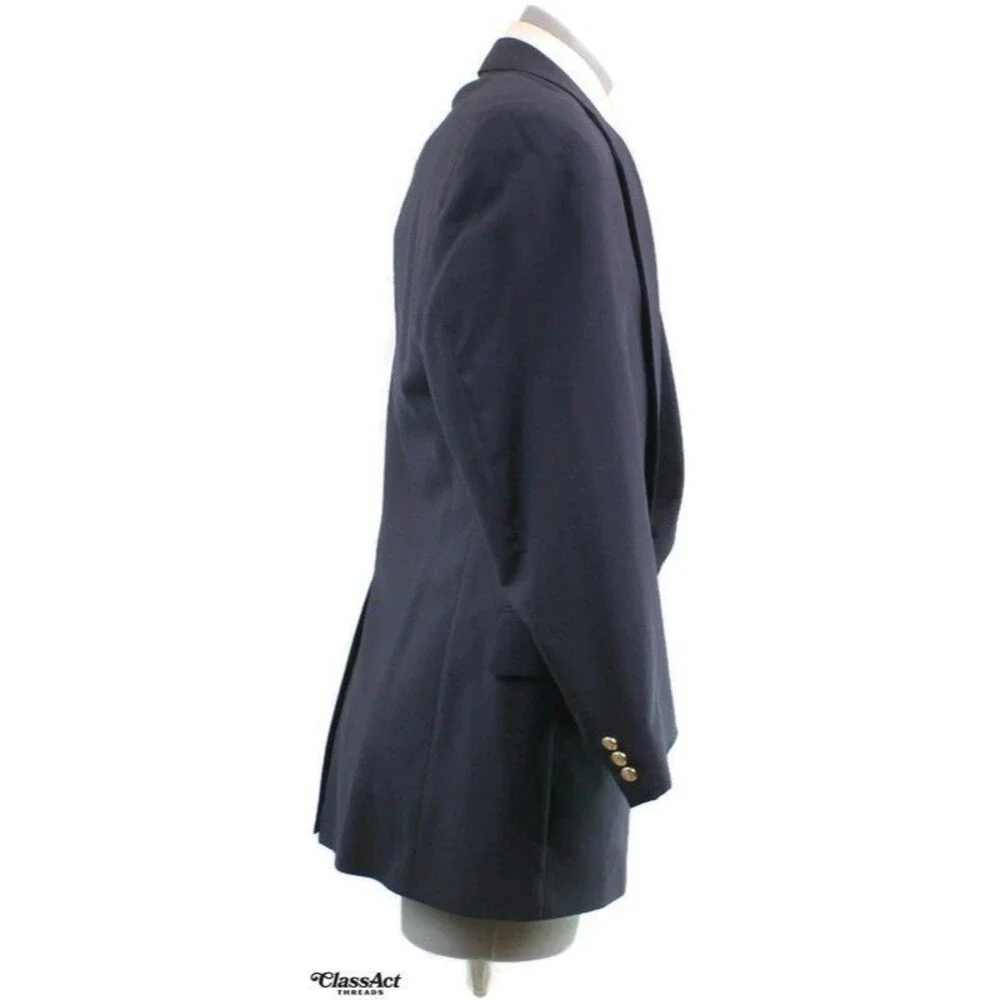 Vtg Jos A Bank Navy Blue Gold 2 Button Wool Blazer Suit Jacket Sport Coat 44L